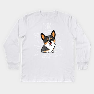 Corgi Tri Color Dog Anatomy Kids Long Sleeve T-Shirt